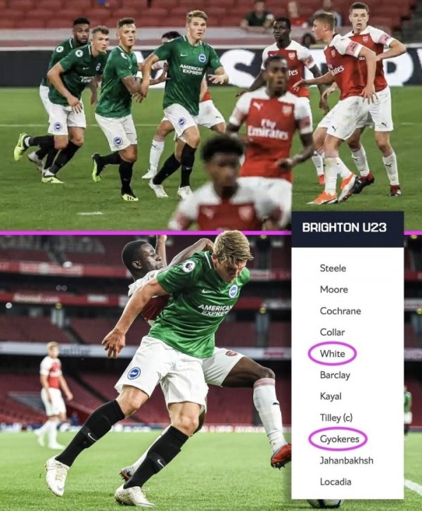 妙弗成言！18年约克雷斯在布莱顿U23，曾与本-怀特统共对阵阿森纳