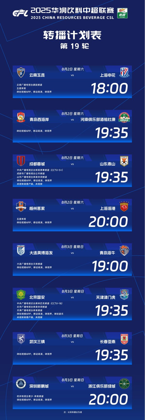 央视领衔！3家电视台直播蓉鲁战京津德比，五星体育连播上海双雄