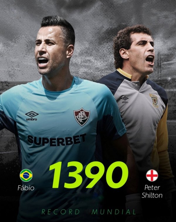 44岁巴西门将法比奥出场1390次追平寰球记录！C罗1282场名次序三