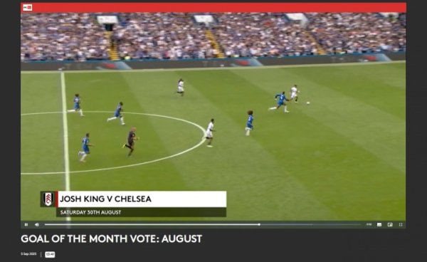 VAR颠倒介入！富勒姆8月最好进球候选：对阵切尔西被吹进球在列