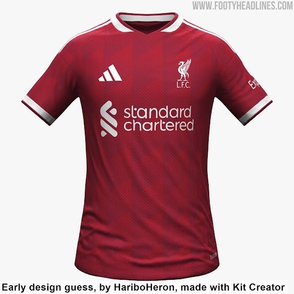 利物浦26-27赛季主场球衣谍照：禁受深红色彩+白色细节庇荫