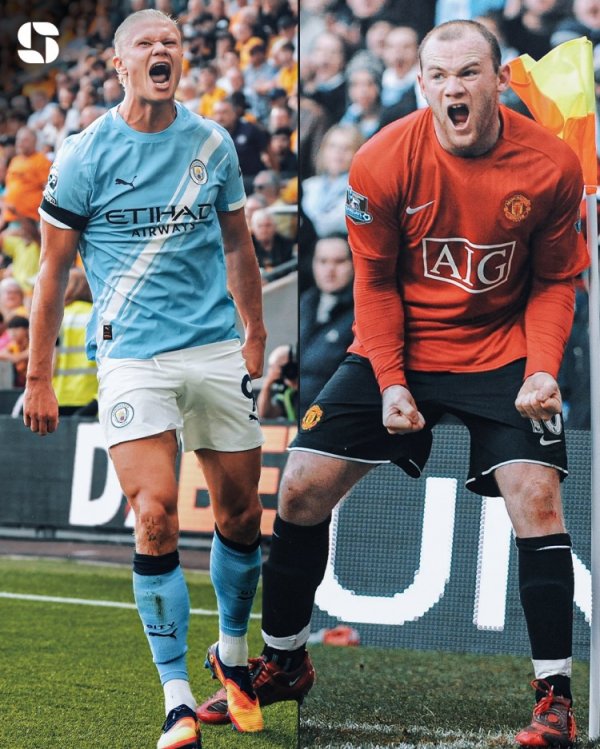 英超曼市德比中，哈兰德6场参与11球极端鲁尼21场参与9球记录