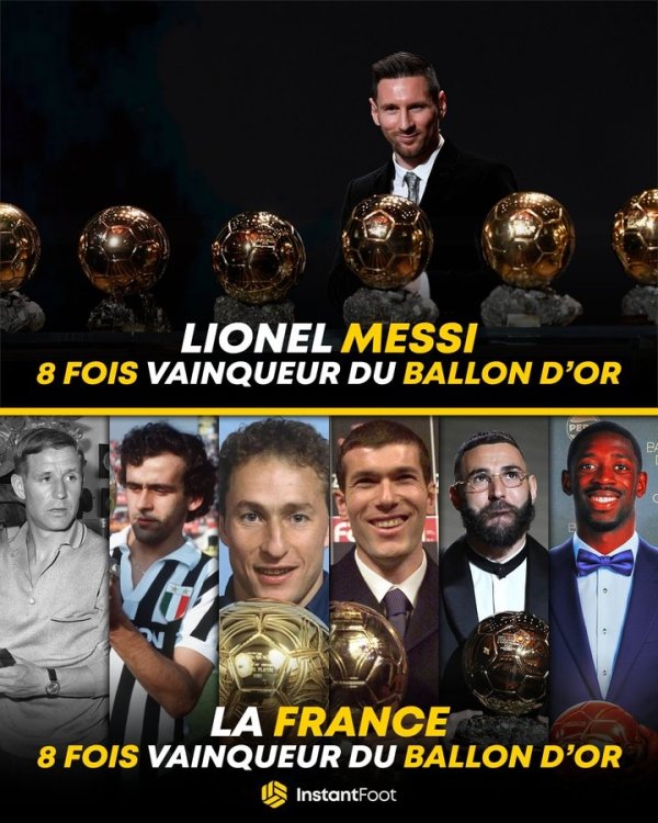 追平梅西！法国球员已8次得回金球奖，追平阿根廷金球奖数目