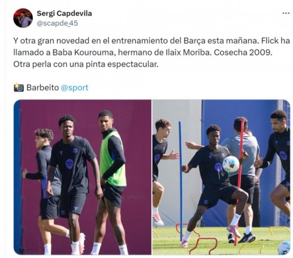 记者：16岁中卫库鲁马干预巴萨一线队考验，他是莫里巴的弟弟