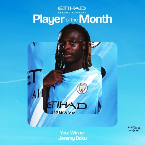 出场5次孝敬1球3助攻！官方：多库当选曼城9月份最好球员