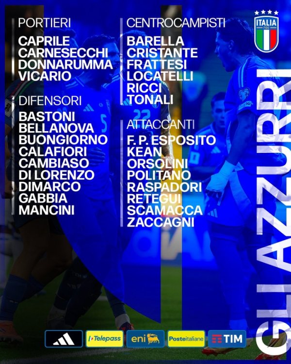 过时挪威3分+16个净胜球！意大利名单：托纳利领衔，基耶萨落第