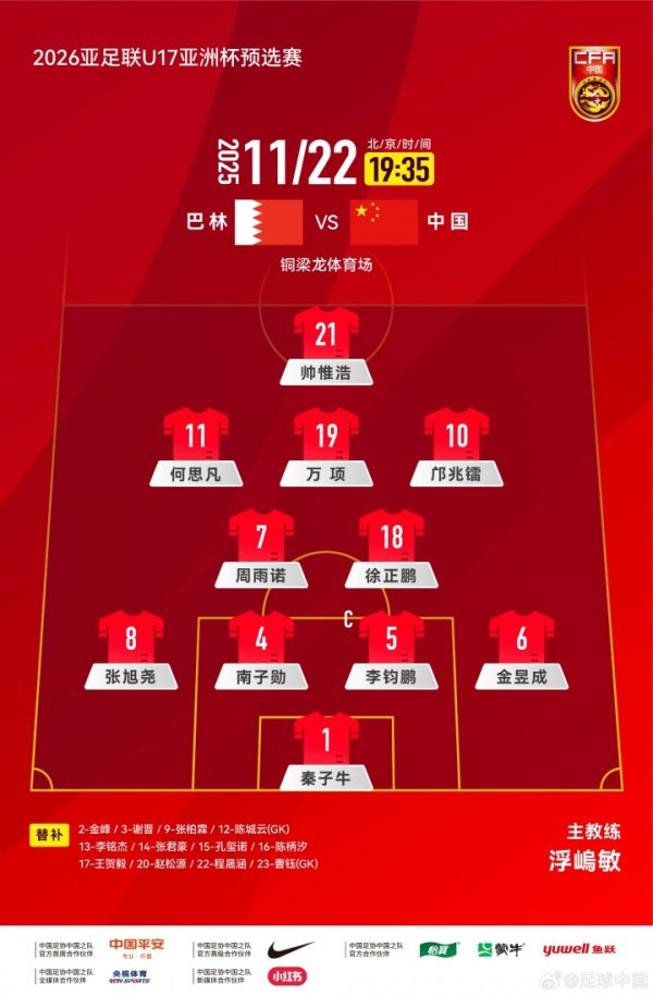 2026亚足联U17亚洲杯预选赛A组，中国队VS巴林队首发 ​​​